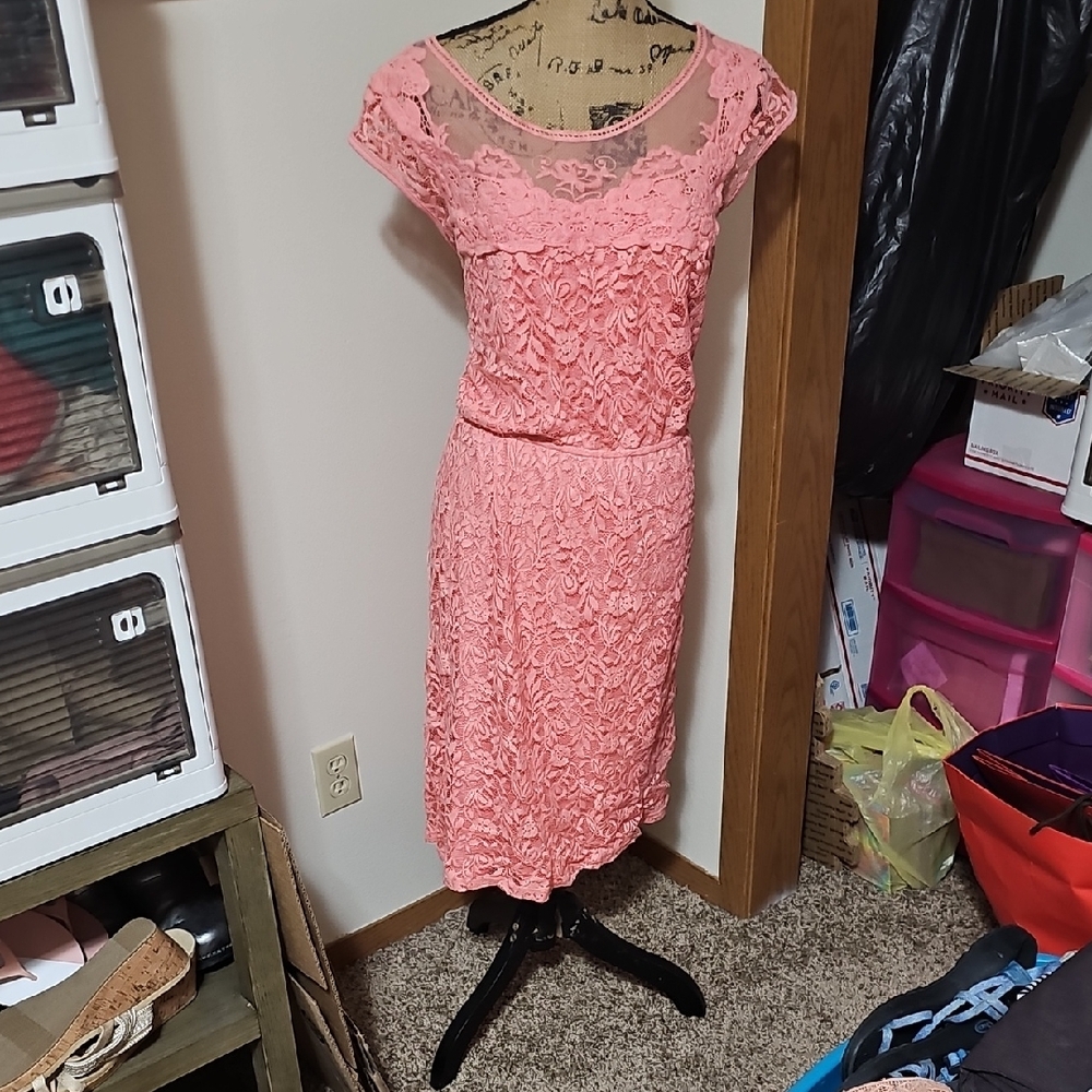 Coral Lace Dress 3X